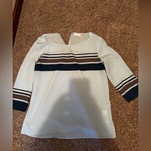 New York & Company Striped Light Blue Blouse